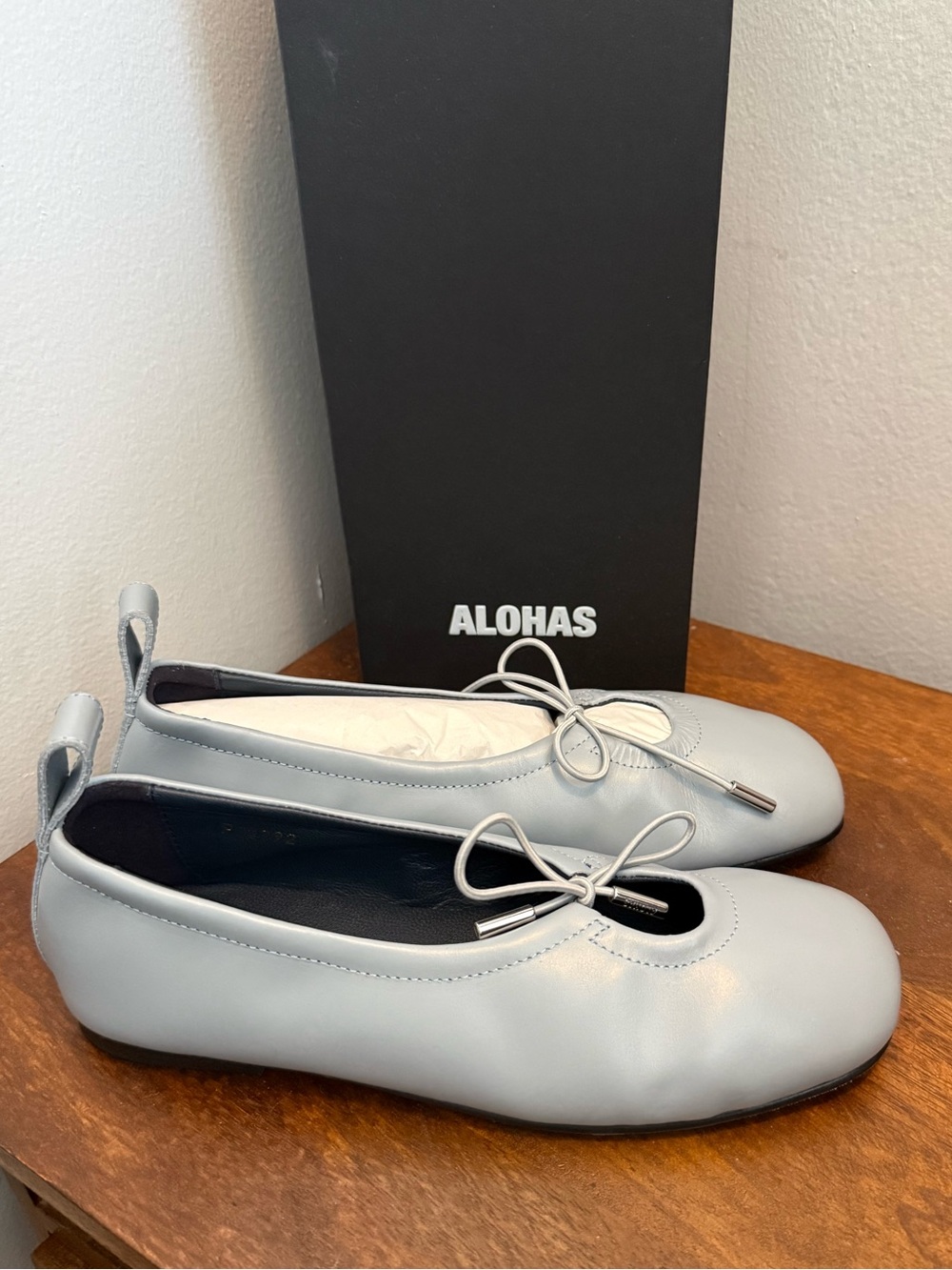 Alohas Rosalind Blue Leather Ballet Flats - Picture 3 of 5